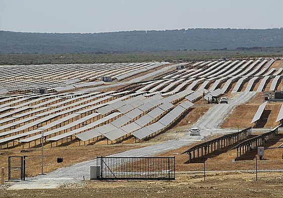 Panorámica de la planta fotovoltaica Francisco Pizarro, entre Torrecillas de la Tiesa y Aldeacentenera, la mayor de Europa.