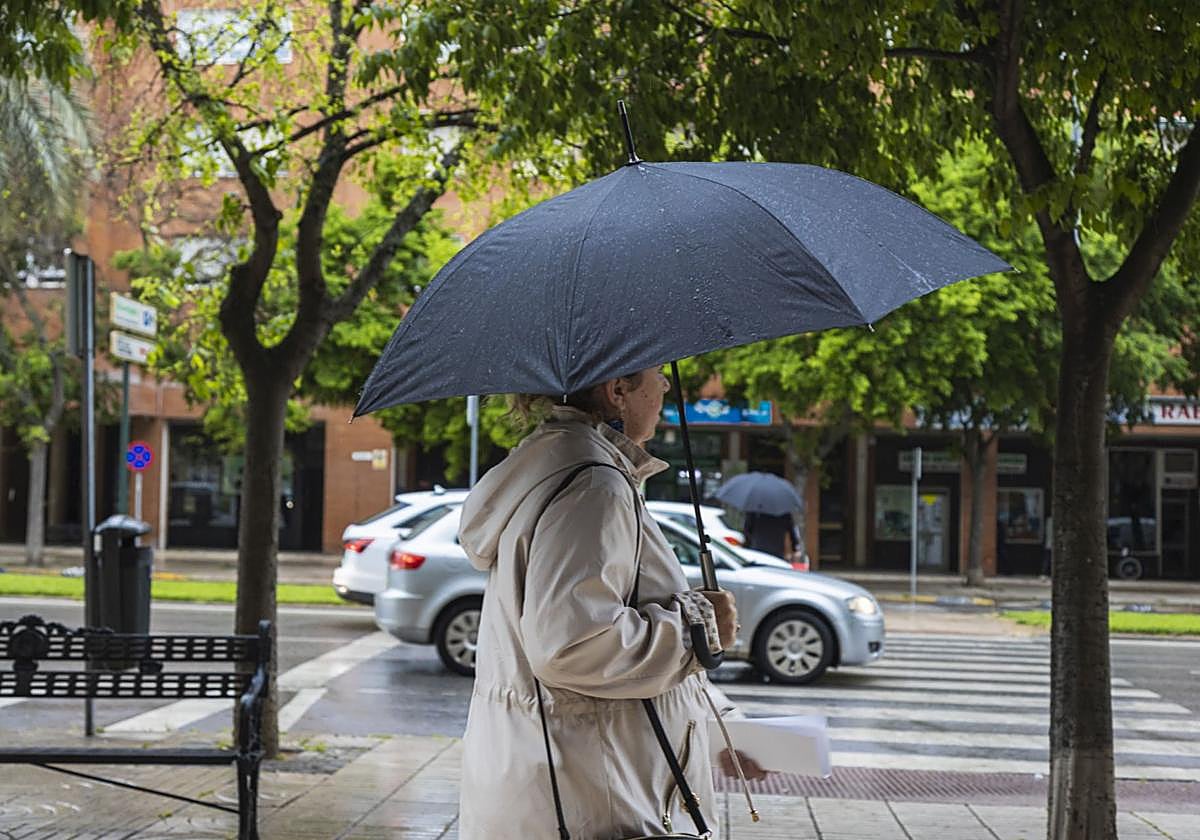 Lluvia este viernes en Badajoz.