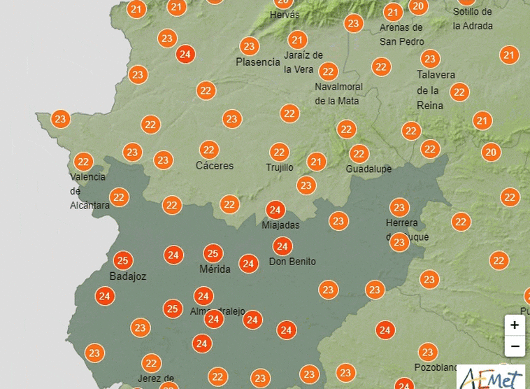 Fin de semana con temperaturas por encima de los 30 grados en Extremadura