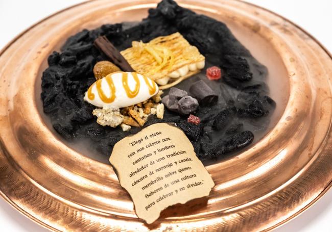 Hicieron hasta los braseros para destacar con este postre de sabores ahumados. Y lo consiguieron.