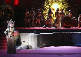 Victoria Abril, el año pasado en el Teatro Romano, como la diosa Medusa.