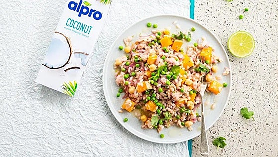 Risotto súper sabroso de garbanzos y calabaza