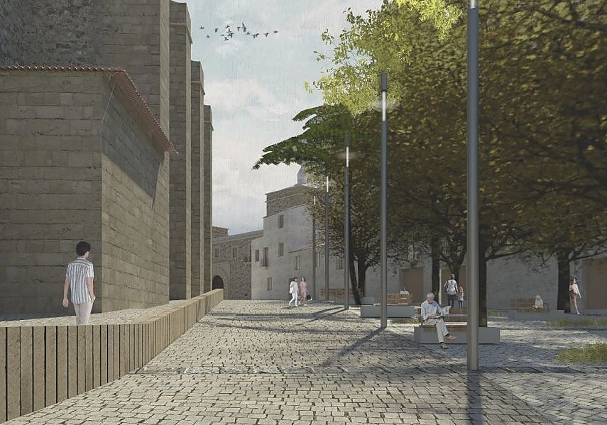 Recreación de la Plaza de Santiago en una imagen del proyecto técnico.