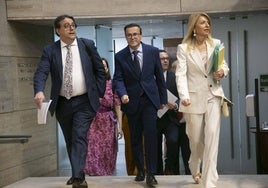 Así ha sido la llegada de Miguel Ángel Gallardo a su primer Pleno en la Asamblea de Extremadura.