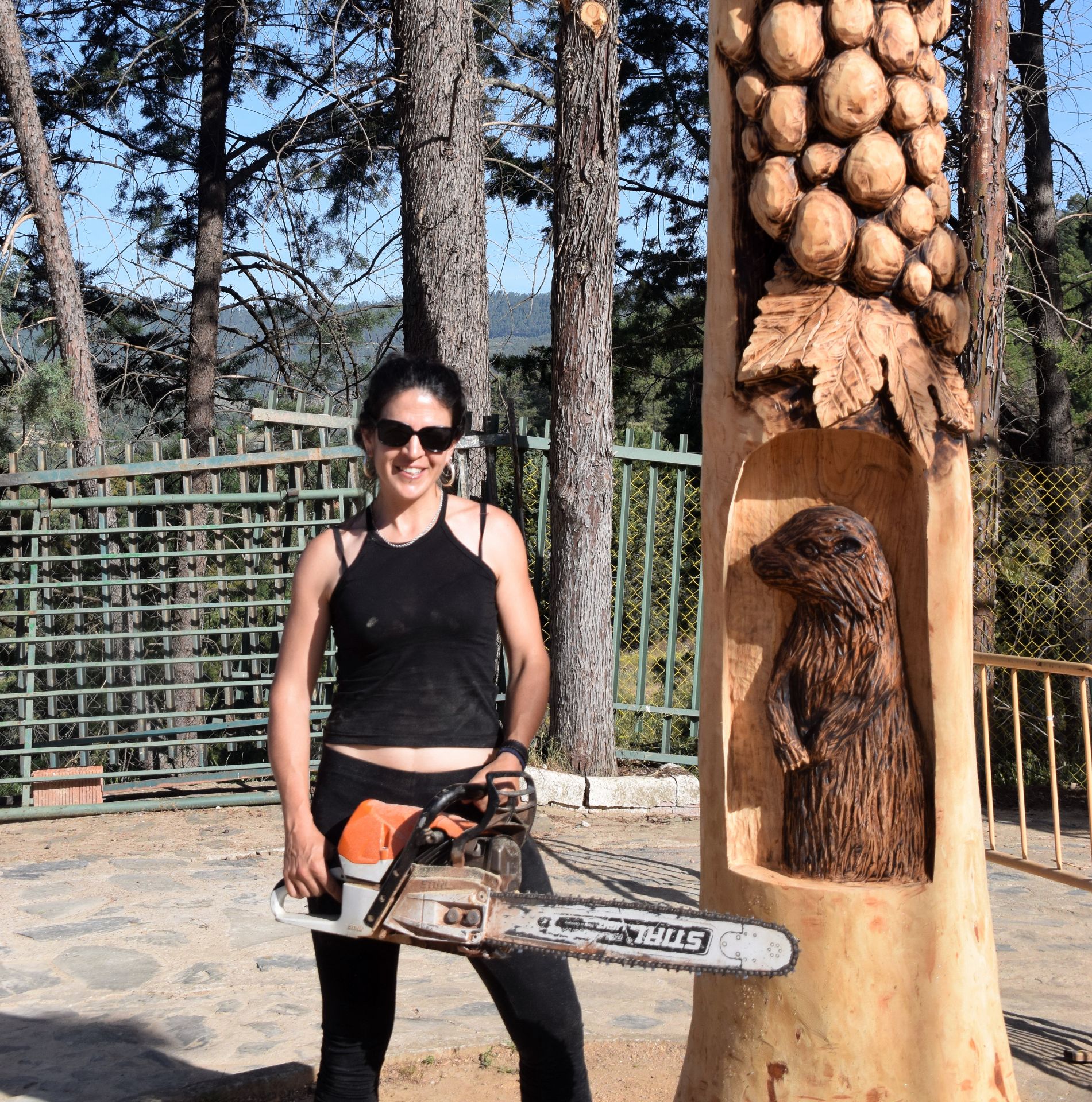 Fotos | Lupe Arévalo, campeona de talla con motosierra