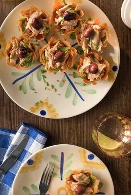 Entrante elaborado con pasta filo y berenjena