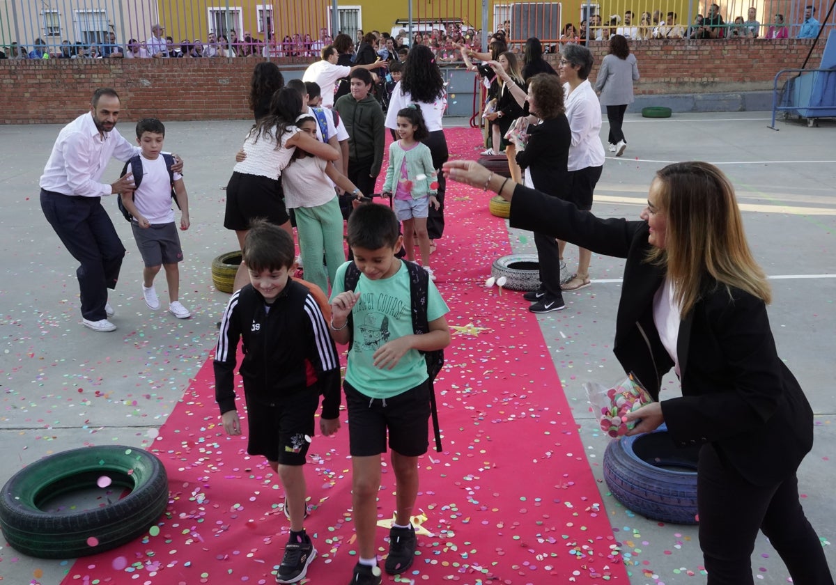 Primer día del pasado curso en el colegio Luis Vives de Badajoz.