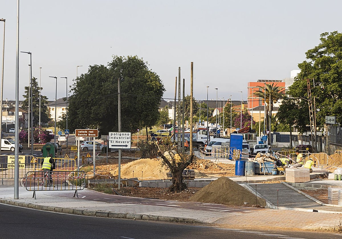 Obras de ajardinamiento en la avenida de Manuel Saavedra Martínez.