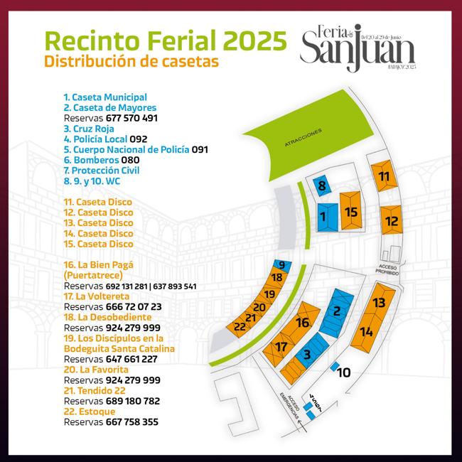 Mapa del recinto ferial de la Feria de San Juan 2025