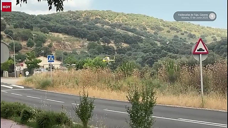 Un incendio en Valdecañas de Tajo obliga a cortar una carretera y deja sin luz a la población