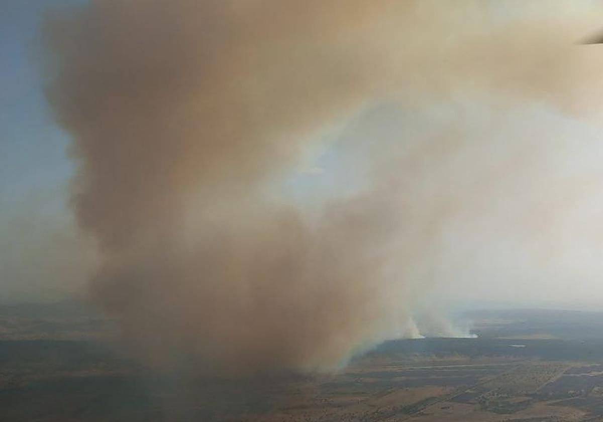 El incendio de Talarrubias quema 800 hectáreas de pasto y matorral