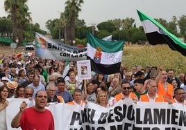 Imagen de la manifestación convocada este martes en Santa Amalia.