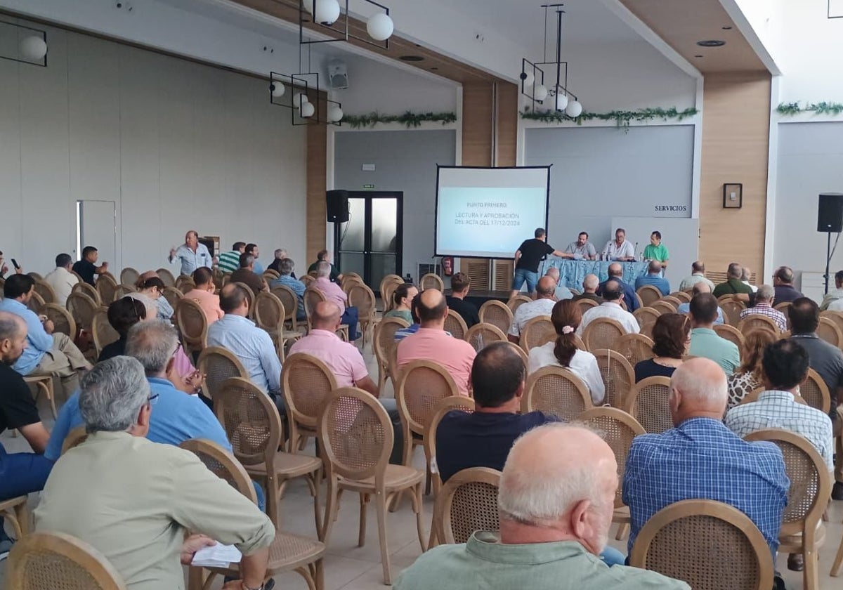 Panorámica de la asamblea ordinaria de la comunidad de regantes, en la tarde del martes, en Almendralejo.