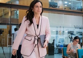Sara García Espada, esta mañana, en la sede de Presidencia, en Mérida.
