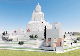Recreación de la estatua de Buda, de 47 metros de altura, en el proyecto budista.