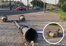 Un autobús urbano de Badajoz choca contra una farola en Puerta de Palmas