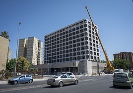 El Hotel Lisboa, esta semana en obras.