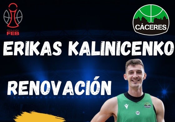 El Cáceres Patrimonio renueva a Erikas Kalinicenko