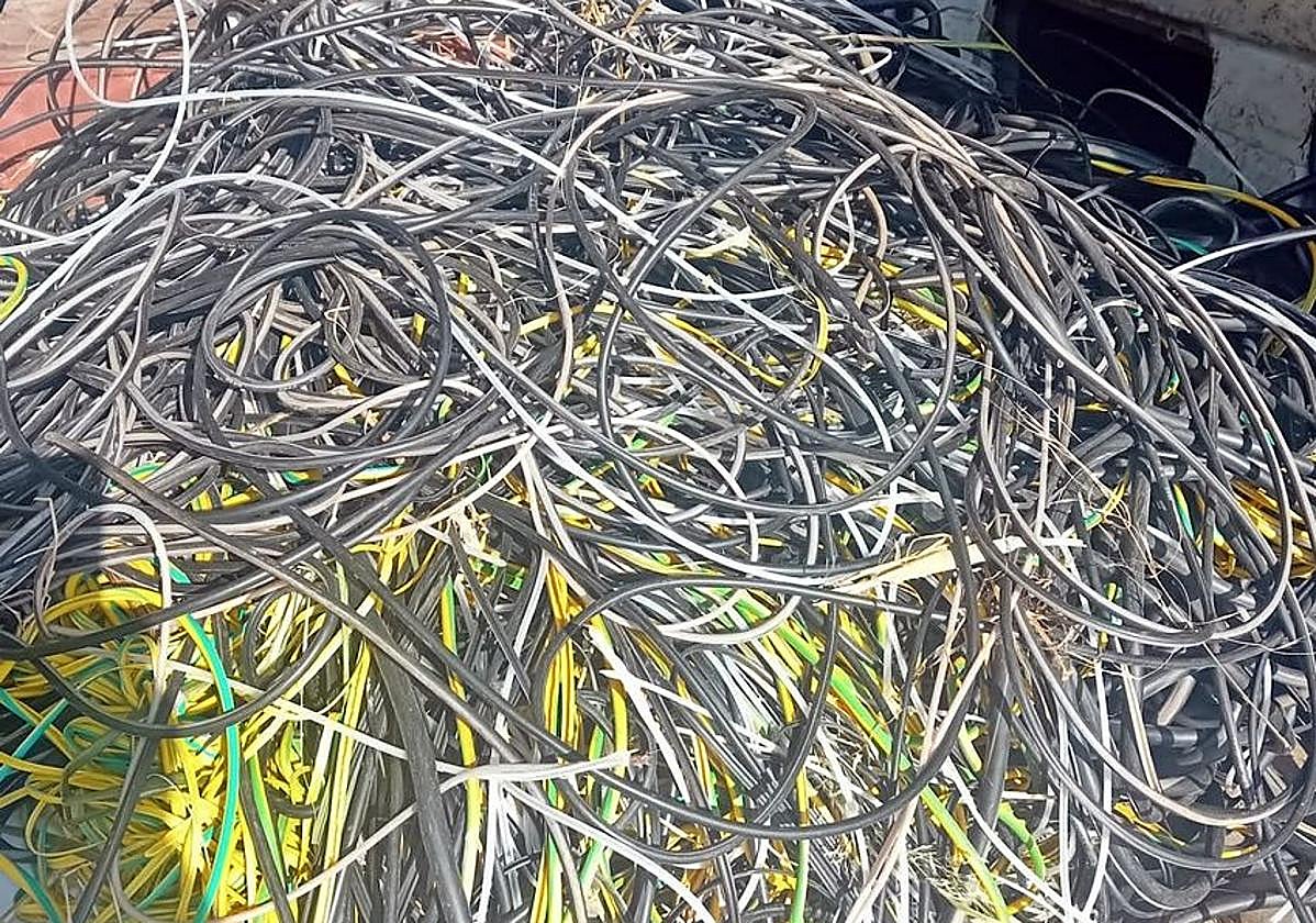 Cable robado recuperado por la Guardia Civil.