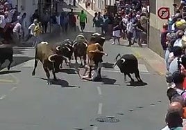 Así ha sido momento en el que los 'Patas blancas' de Victorino Martín han arrollado a un corredor