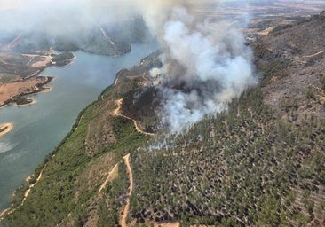 Los incendios en Cañamero y Valdecaballeros calcinan 1.120 hectáreas y obligan a cortar la N-502