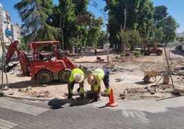 Empleados de Eulen, esta semana en el parque López de Ayala.