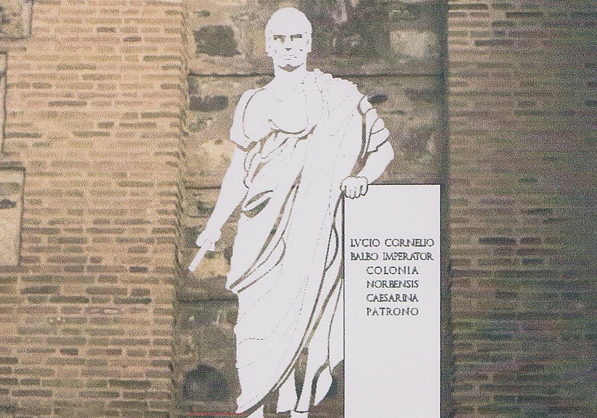 Diseño del conjunto escultórico de Lucio Cornelio Balbo propuesto por el Instituto de Estudios Heráldicos.