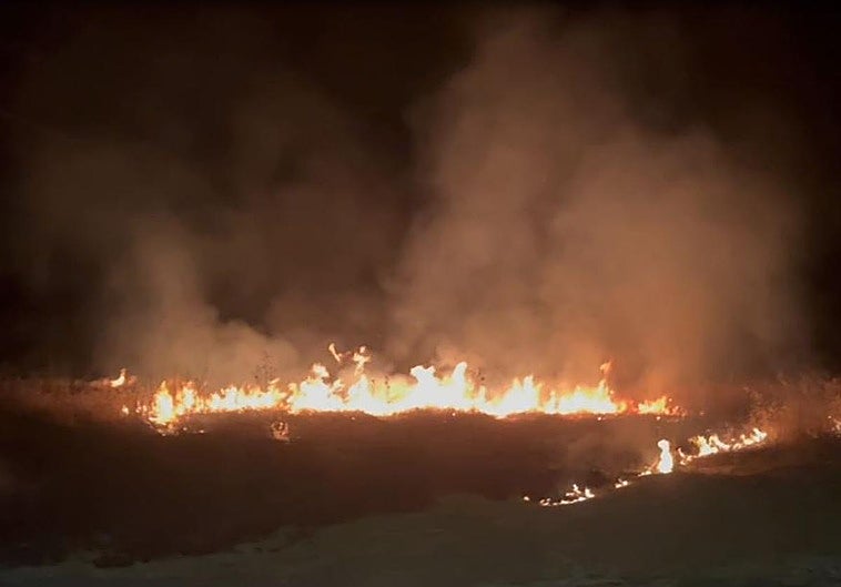 Incendio de pastos en la madrugada del domingo en el Cerro de Reyes
