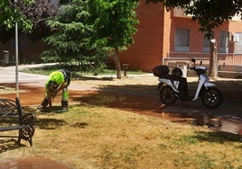 Jardinero activando el riego de forma manual en Pozo Rancón.