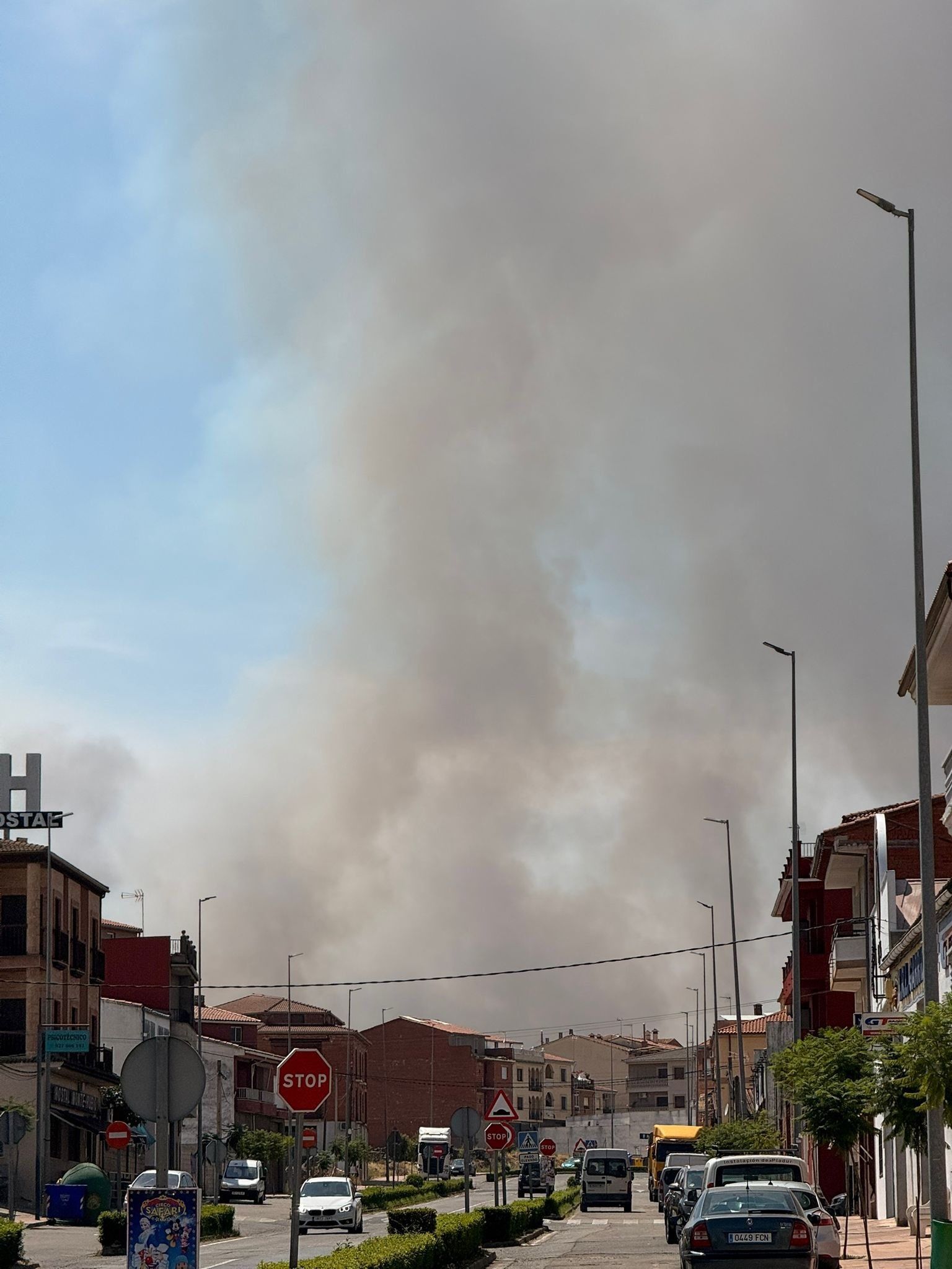 Columna de humo generada por el incendio