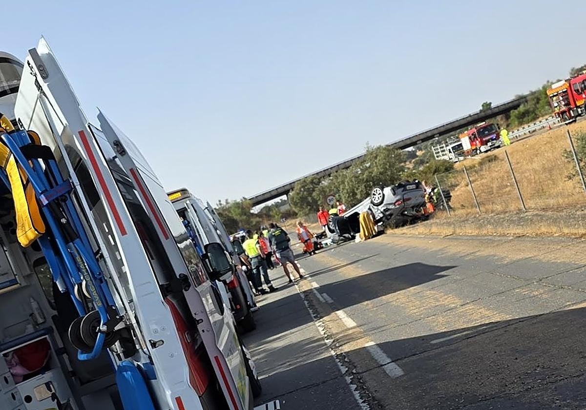 Accidnete mortal ocurrido en la A-5, en el término municipal de Villamesías.