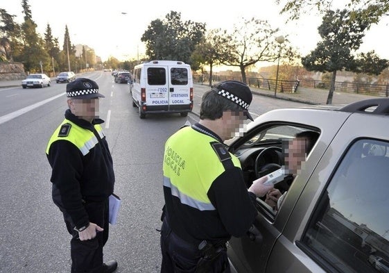 Control de alcoholemia de la Policía Local de Badajoz.