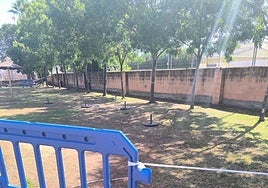 Una de las zonas de césped de La Granadilla más afectadas por la avería.