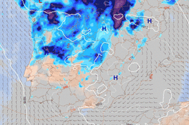 Previsión del modelo ECMWF para el lunes, 25 de agosto.
