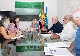 Reunión de Guardiola con los representantes de la plataforma este miércoles en Mérida.