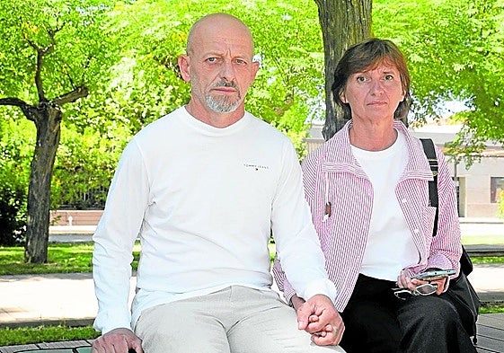 Los refugiados ucranianos Mamuka y Neonila Postoiuk en Mérida.