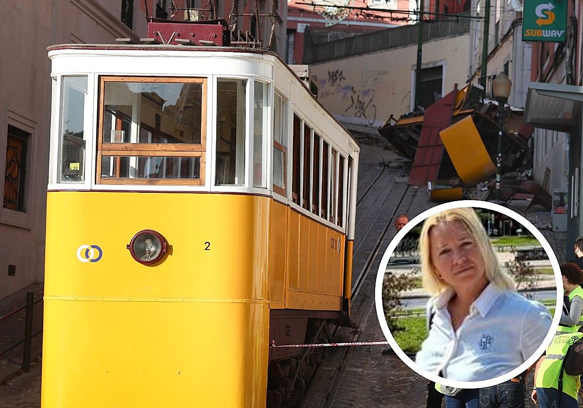 El tranvía descarrilado, en la foto la extremeña Eva Martínez Mediero.