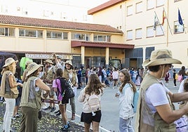El patio del colegio Luis Vives en Badajoz este jueves.