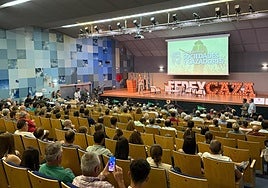 Un momento del XIV Encuentro de Sociedades y Cazadores en Feciex 2025.