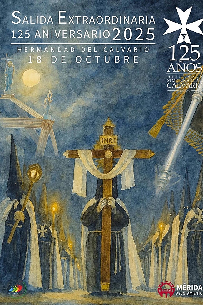 La Hermandad del Calvario de Mérida celebra su 125 aniversario con una procesión extraordinaria de siete pasos