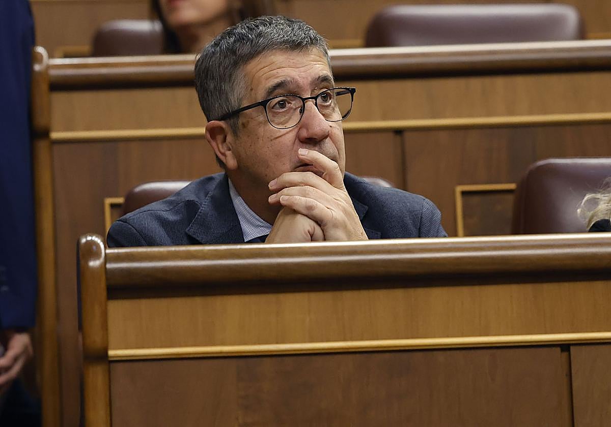 Patxi López, este martes en el Congreso de los Diputados, donde fue preguntado por el procesamiento de David Sánchez.