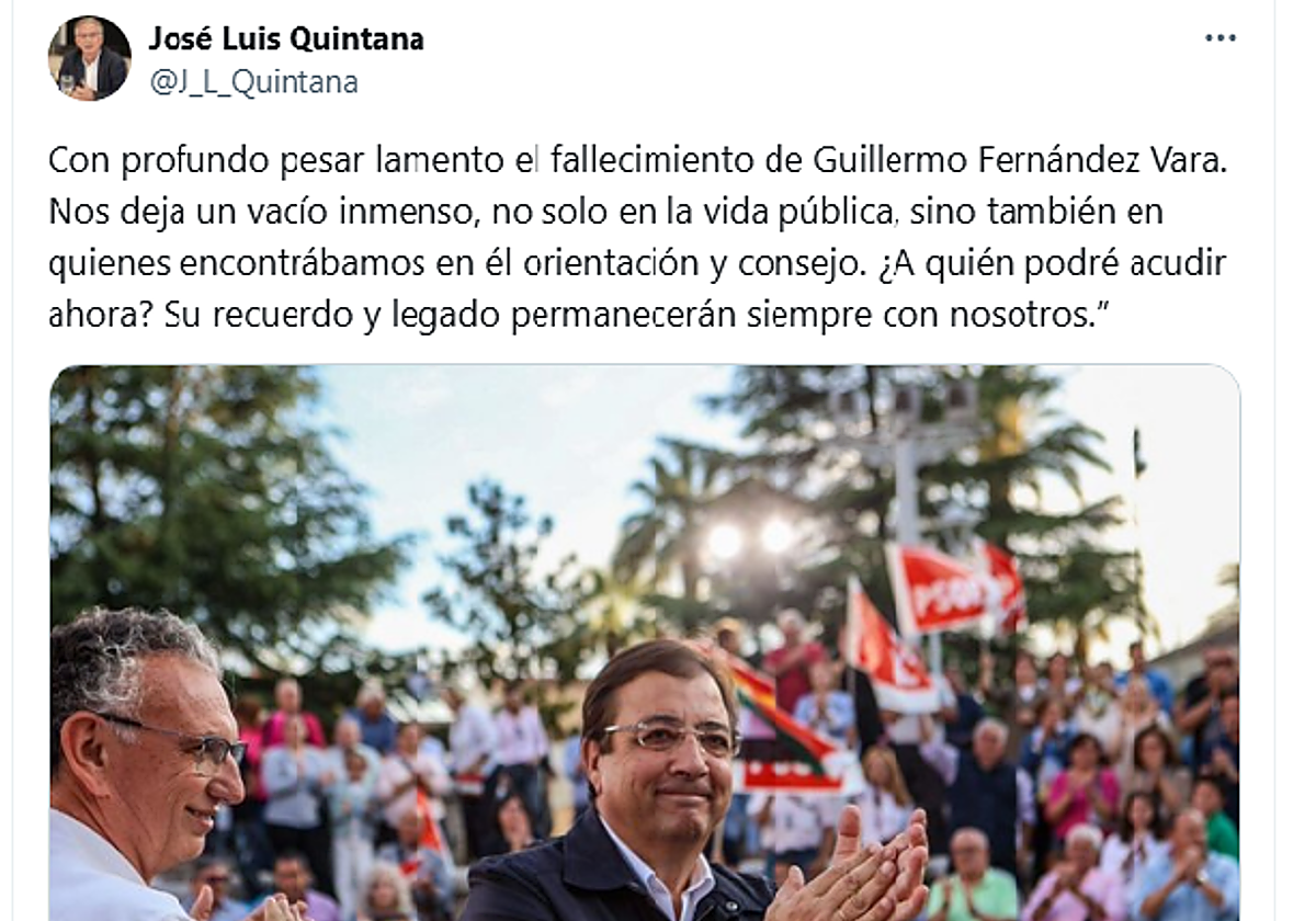 El PSOE lamenta profundamente la muerte de Vara, «una figura clave de la autonomía»