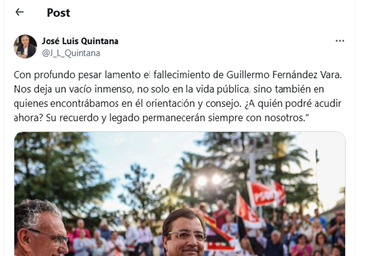 El PSOE lamenta la muerte de Vara