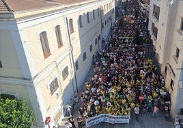 Manifestación de maestros y profesores en Mérida.