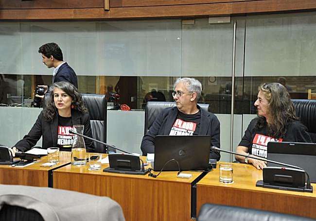 Diputados del grupo parlamentario Unidas por Extremadura en el pleno de la Asamblea de este jueves.