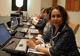 Manuela Holgado en 2010 en una reunión del Patronato del Festival de Mérida.