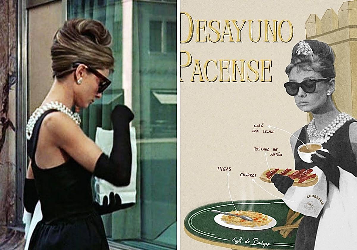 'Desayuno con migas': una artista pacense reinventa el icónico Tiffany's de Audrey Hepburn con los famosos desayunos de Badajoz