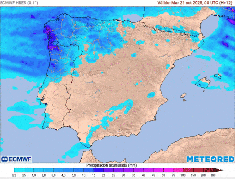 Un frente atlántico dejará cantidades importantes de lluvia y descenso térmico