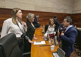 El secretario general del PSOE extremeño, Miguel Ángel Gallardo, en el pleno del pasado jueves.