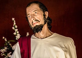 Imagen de San Judas Tadeo, de la hermandad emeritense de la Sagrada Cena, con sede en la iglesia de San José.